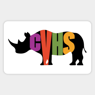 CVHS in color on Black rhino in silhouette. Sticker